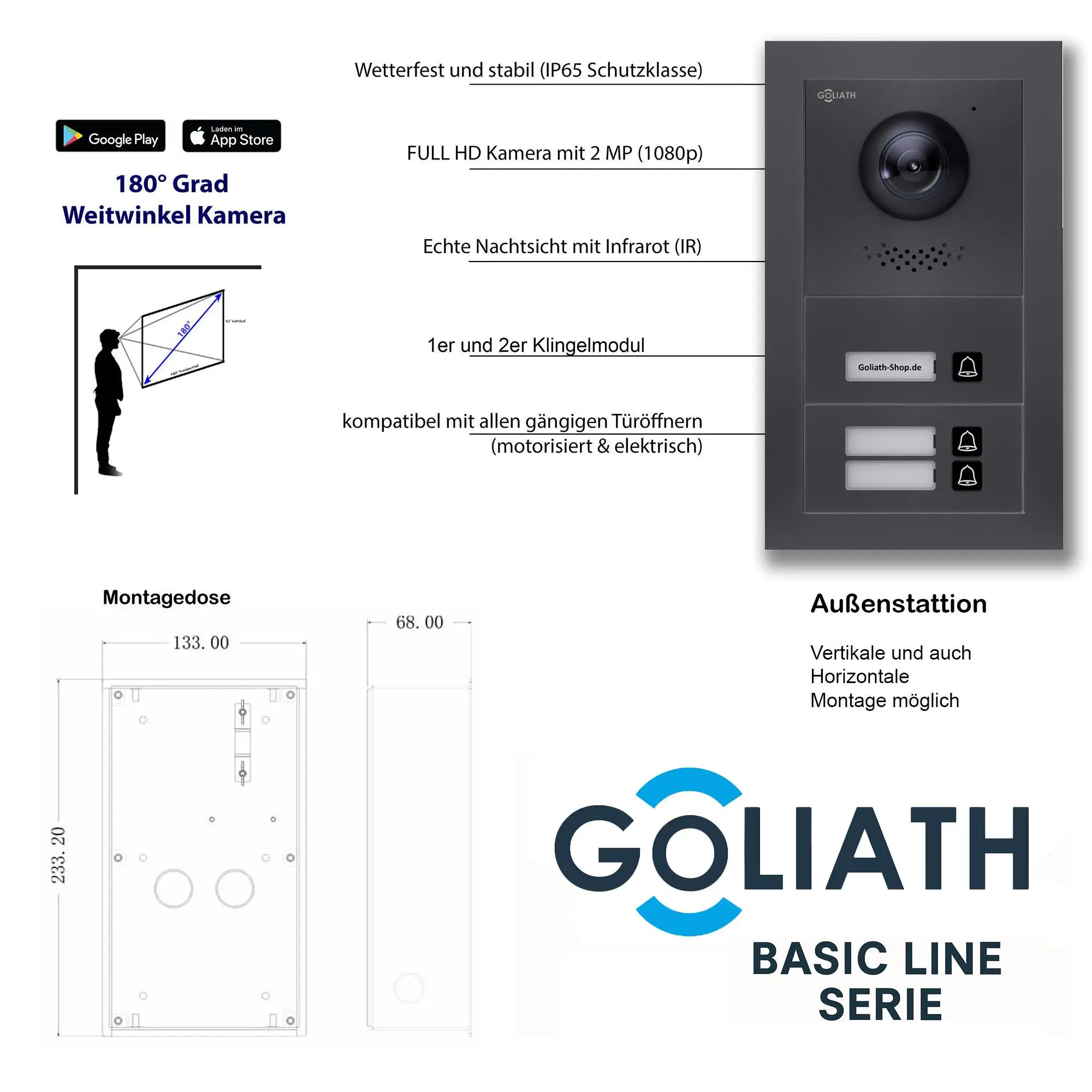 Goliath Basic Line Außenstation 3-Familienhaus mit 170° Kamera Anthrazit