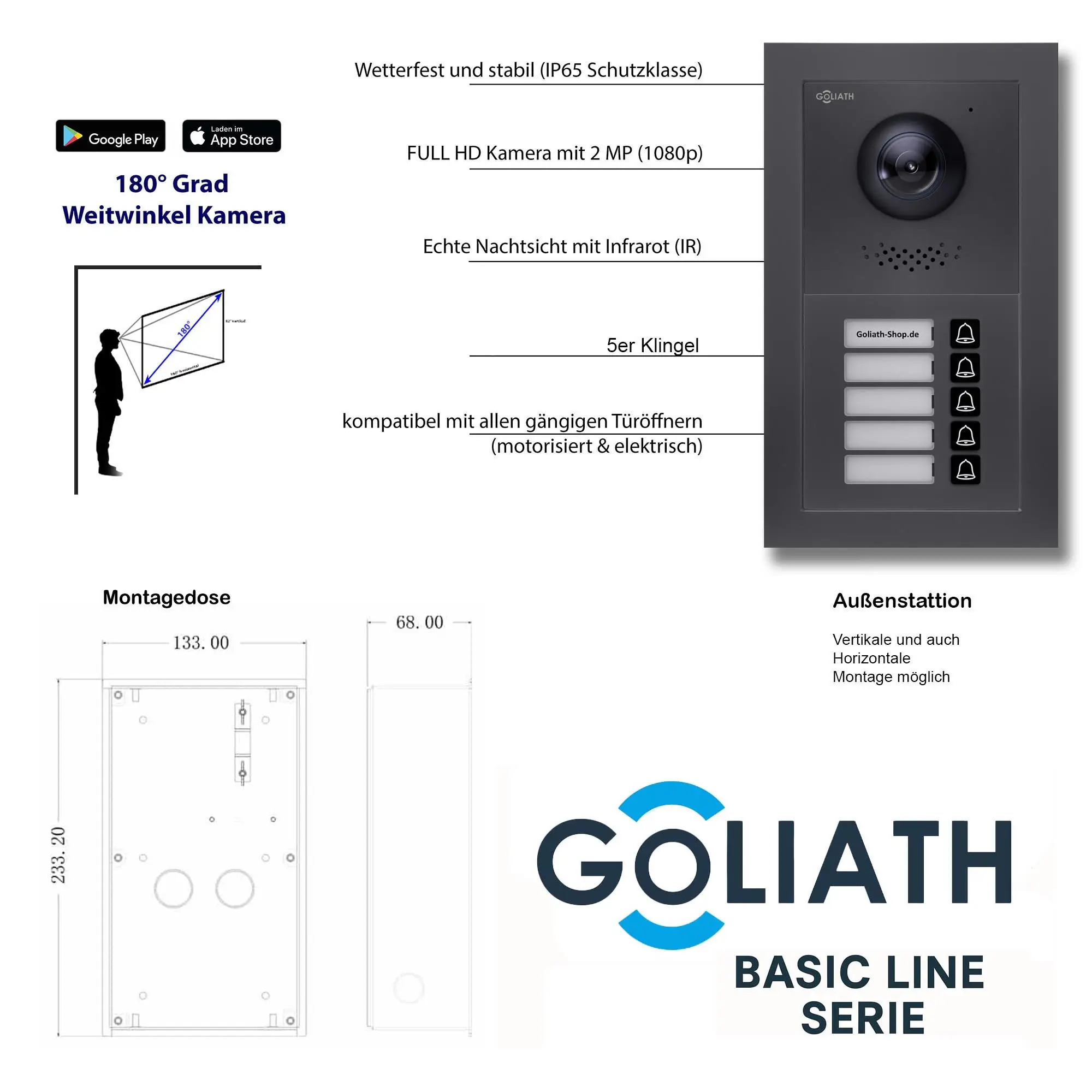 Goliath Basic Line Außenstation 5-Familienhaus mit 170° Kamera Anthrazit