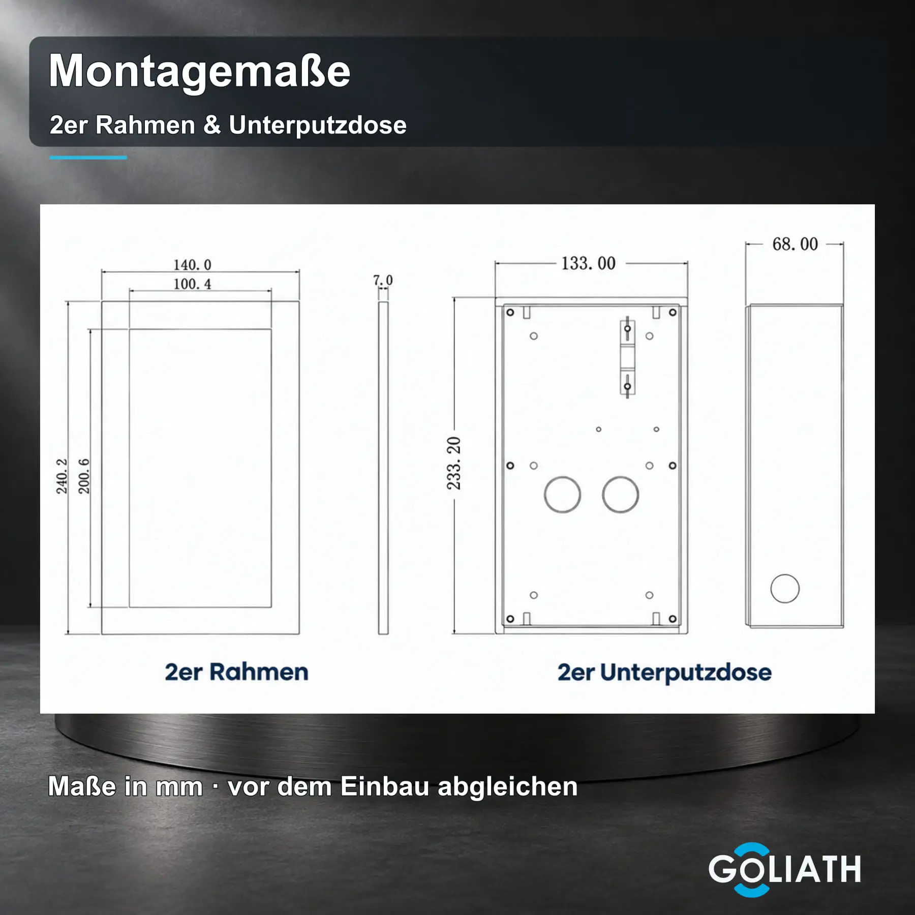 Basic Line Türklingel Montagemaße – Unterputzdose