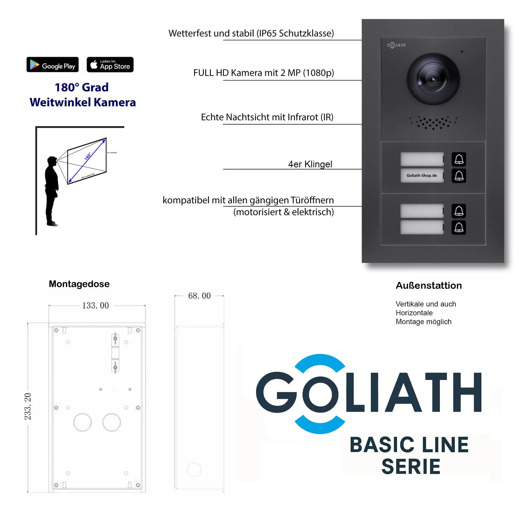 Goliath Basic Line Außenstation 4-Familienhaus mit 170° Kamera Anthrazit